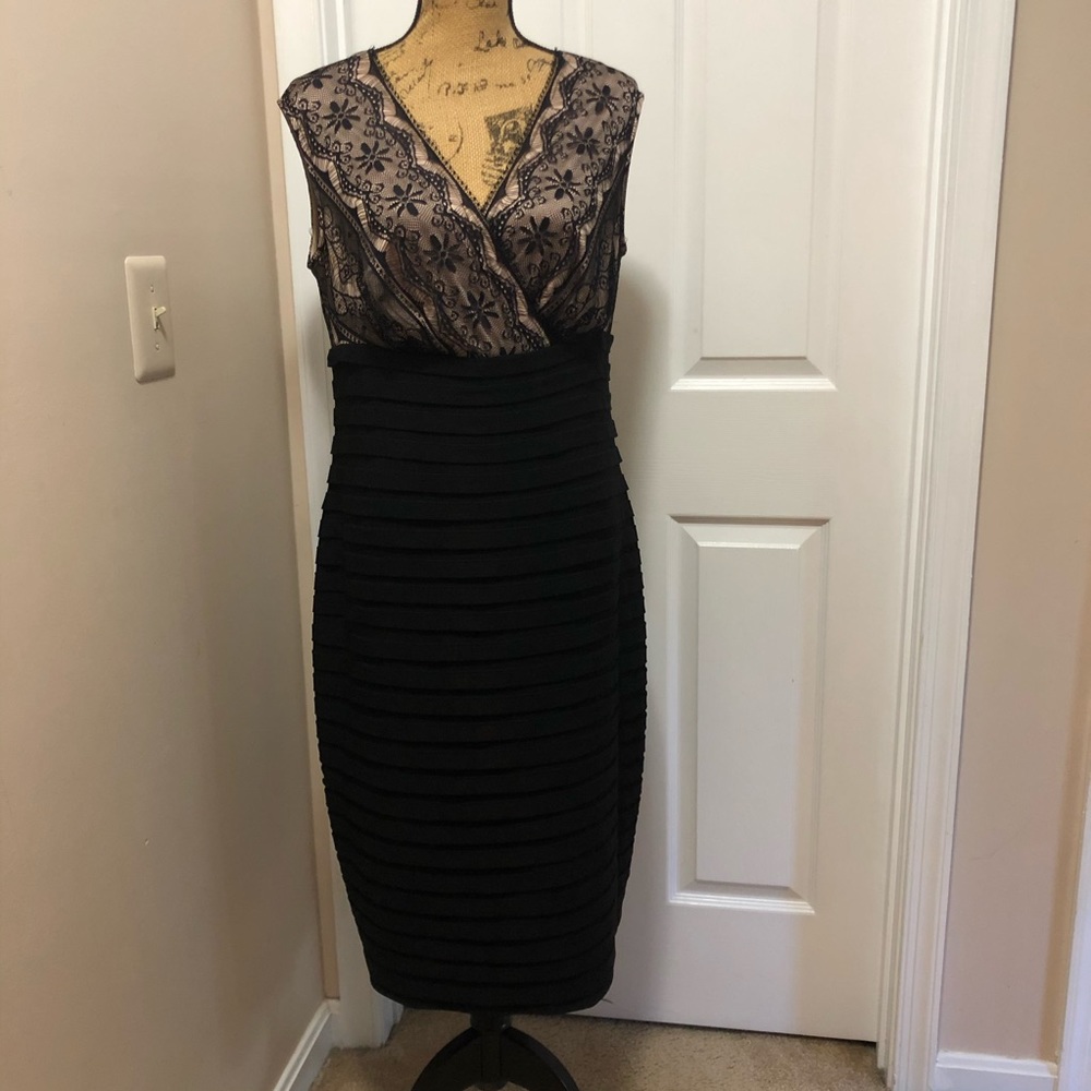 Black & Tan Lace Formal Dress